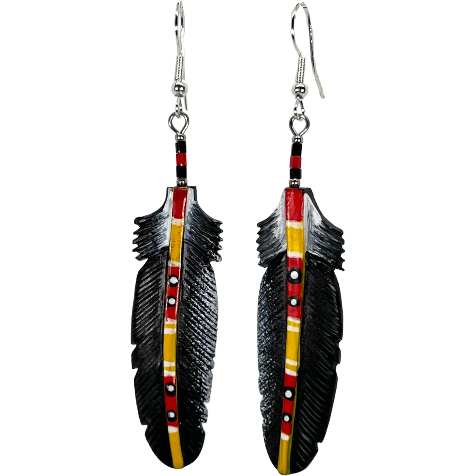 Raven Feather - Carved Bone Earrings