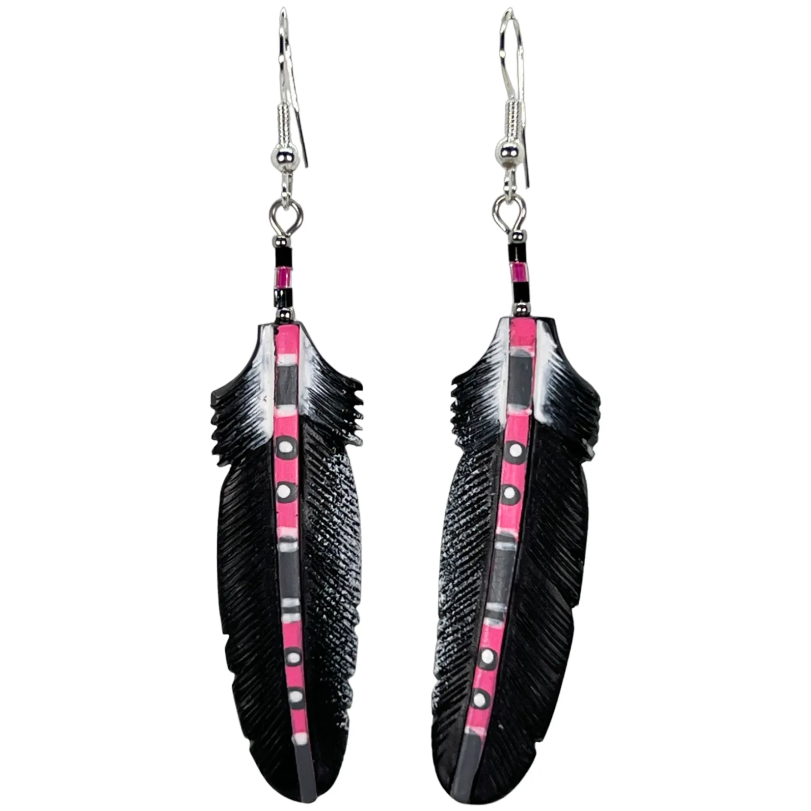 Raven Feather - Carved Bone Earrings