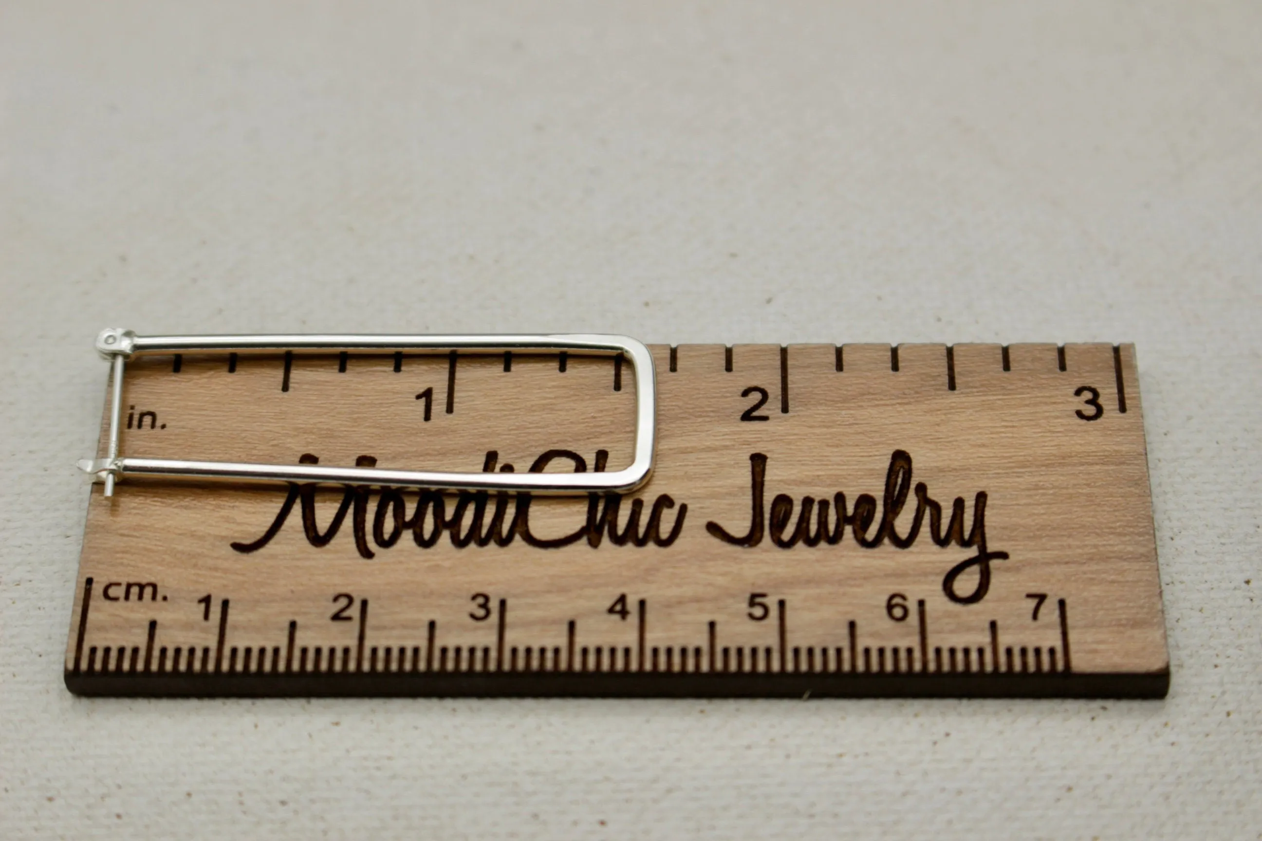 Rectangular sterling silver hoop earrings