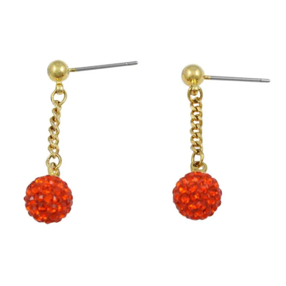 Red 6MM Crystal Ball Dangling Earring - REC422R