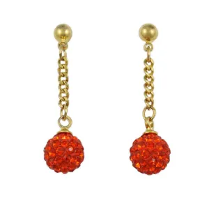 Red 6MM Crystal Ball Dangling Earring - REC422R