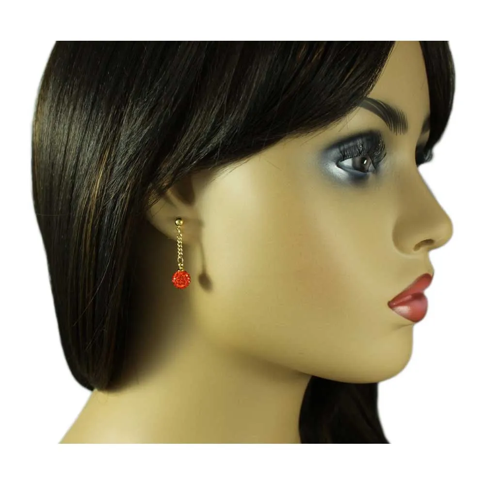 Red 6MM Crystal Ball Dangling Earring - REC422R