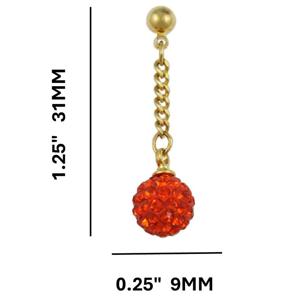 Red 6MM Crystal Ball Dangling Earring - REC422R