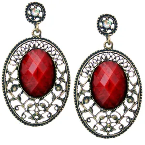Red Beaded Cutout Post earrings