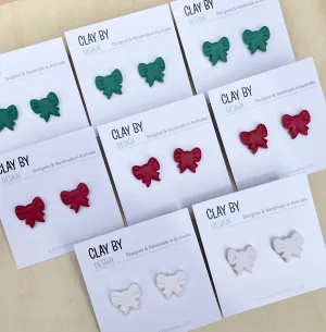 RED - Christmas Bow Studs