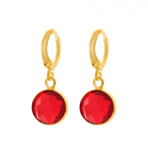 Red Crystal & 18K Gold-Plated Round Drop Earrings