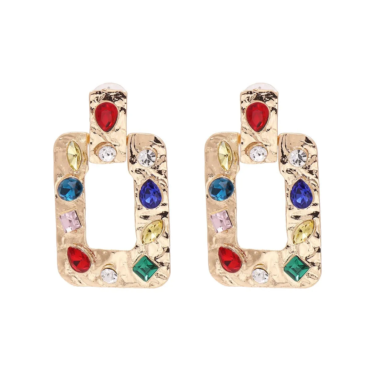 Red Crystal & 18K Gold-Plated Square Drop Earrings