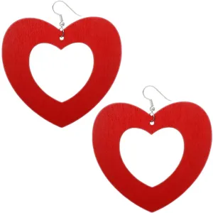 Red Gigantic Big Heart Earrings