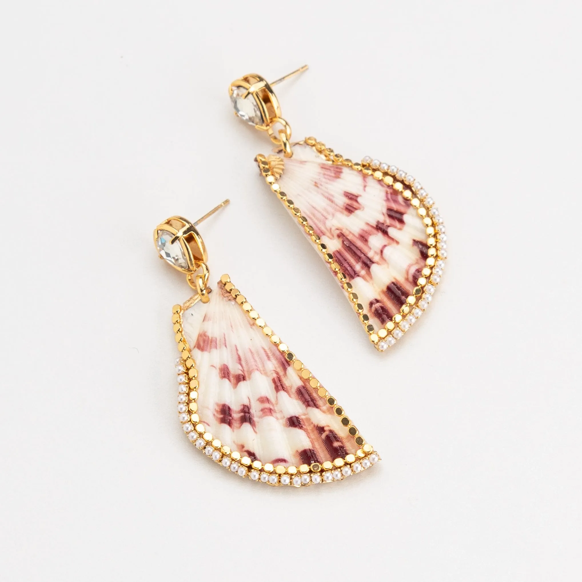 Red Half Shell Earrings