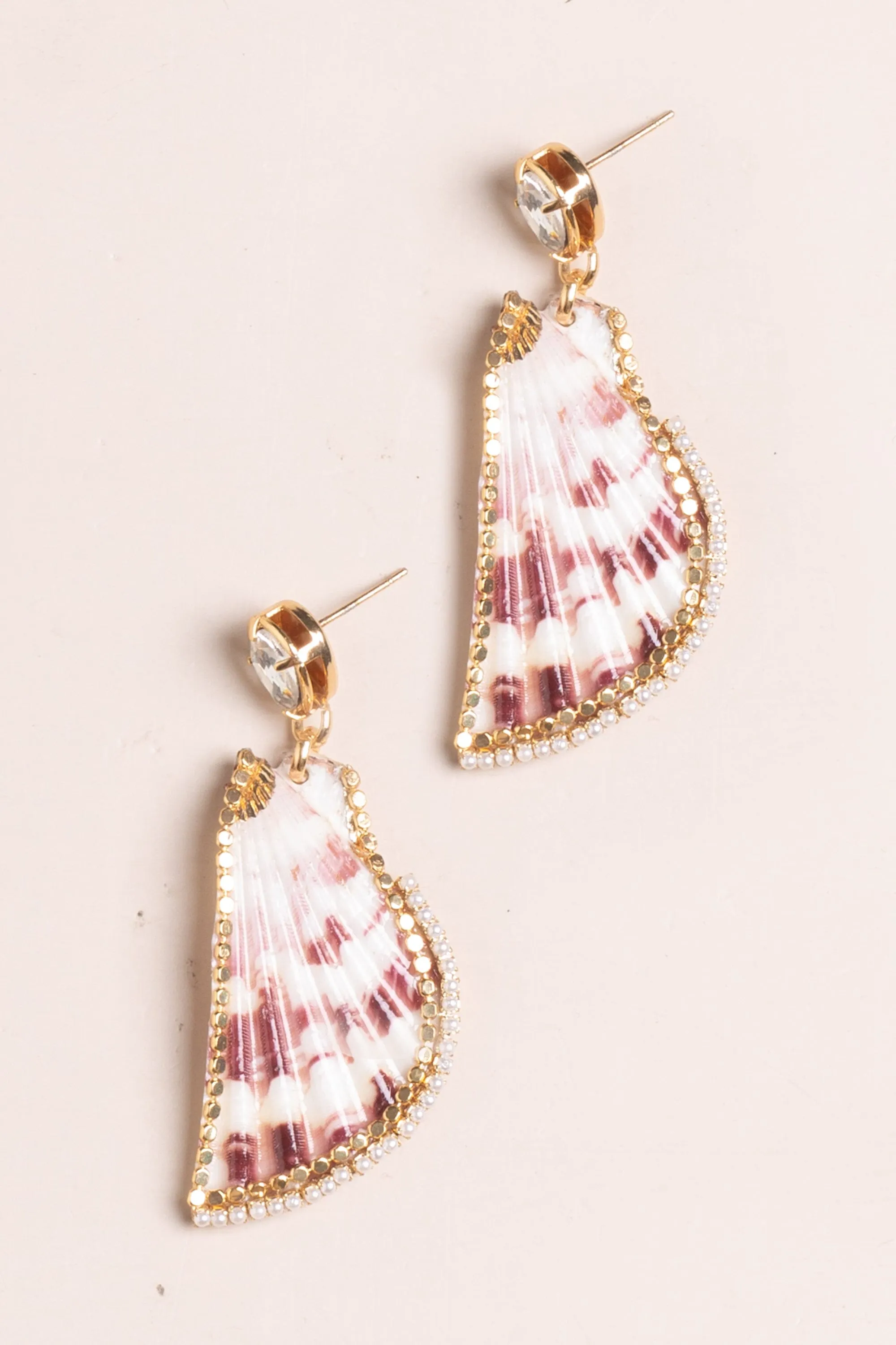 Red Half Shell Earrings