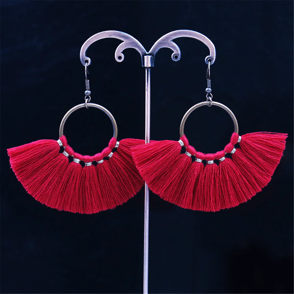 Red Polyster & 18K Gold-Plated Fan Tassel Drop Earrings