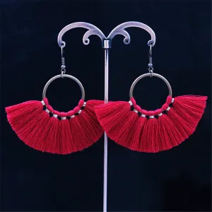 Red Polyster & 18K Gold-Plated Fan Tassel Drop Earrings