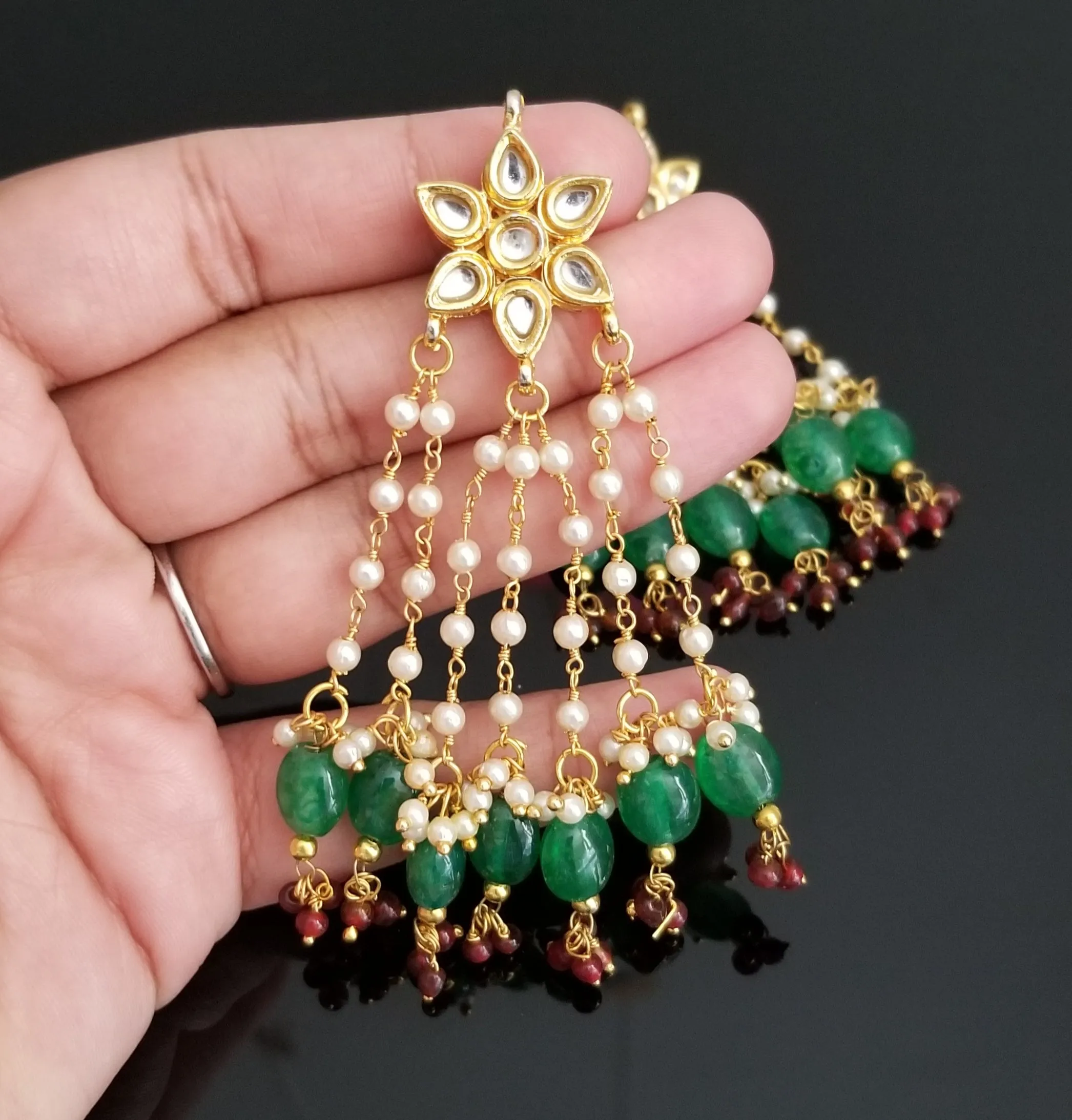 Reserved For Sneha Meenakshi Long Kundan Tassel Earrings s174