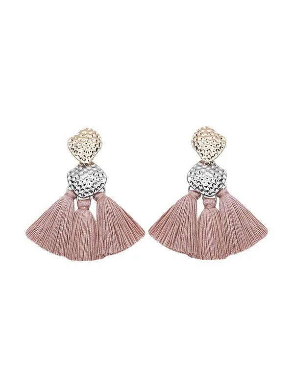 Retro Fan-shaped Alloy Tassel Earrings