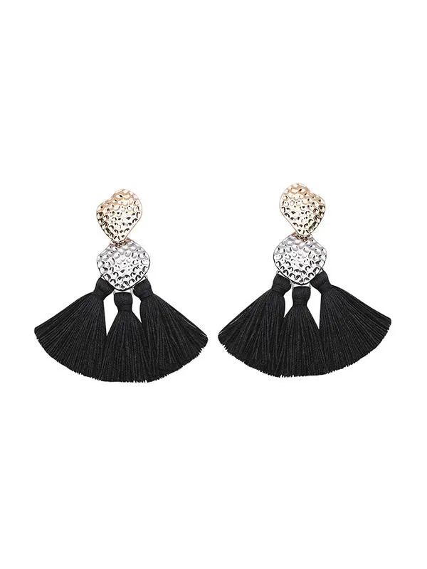 Retro Fan-shaped Alloy Tassel Earrings
