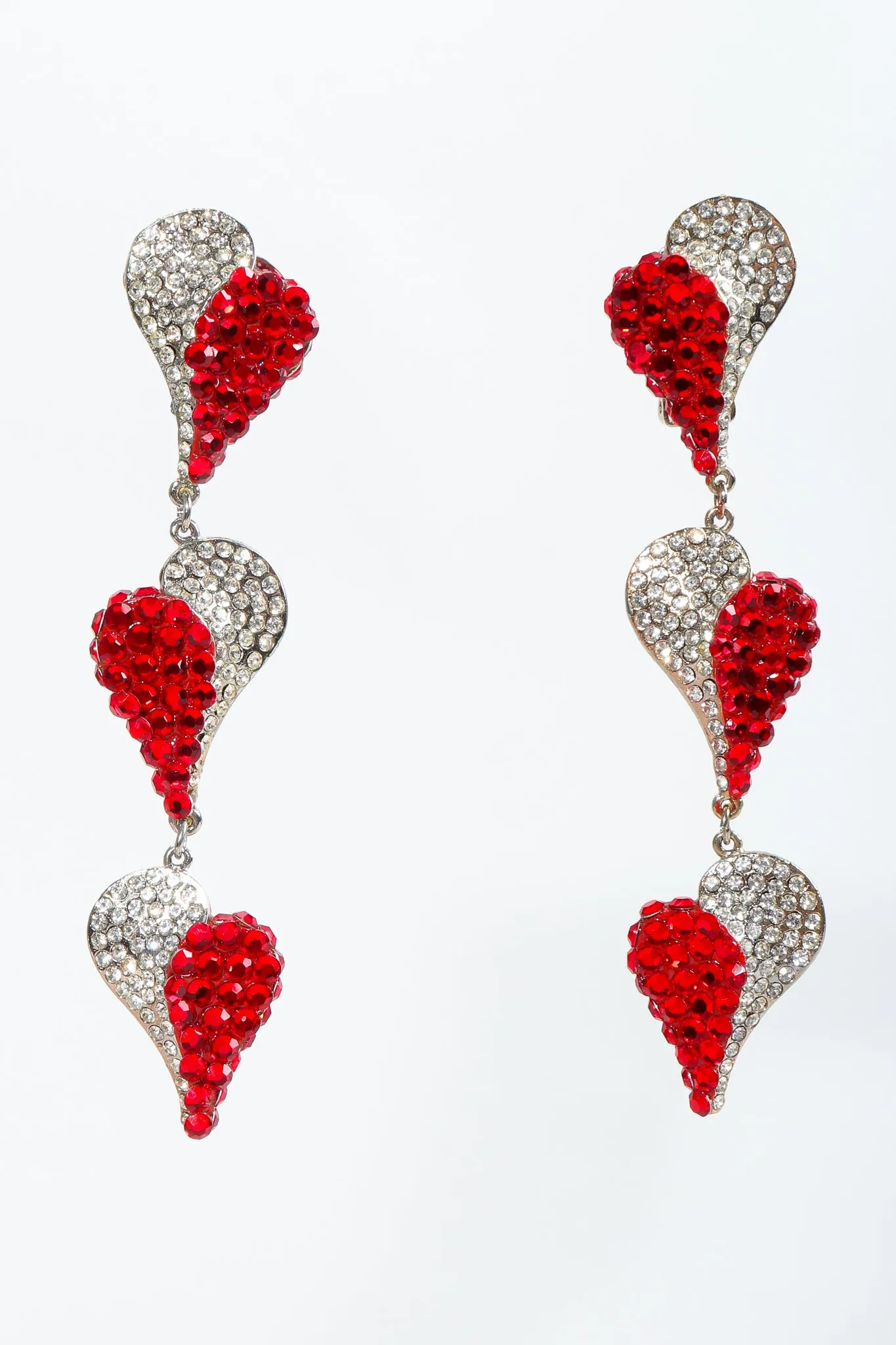 Rhinestone Falling Heart Earrings