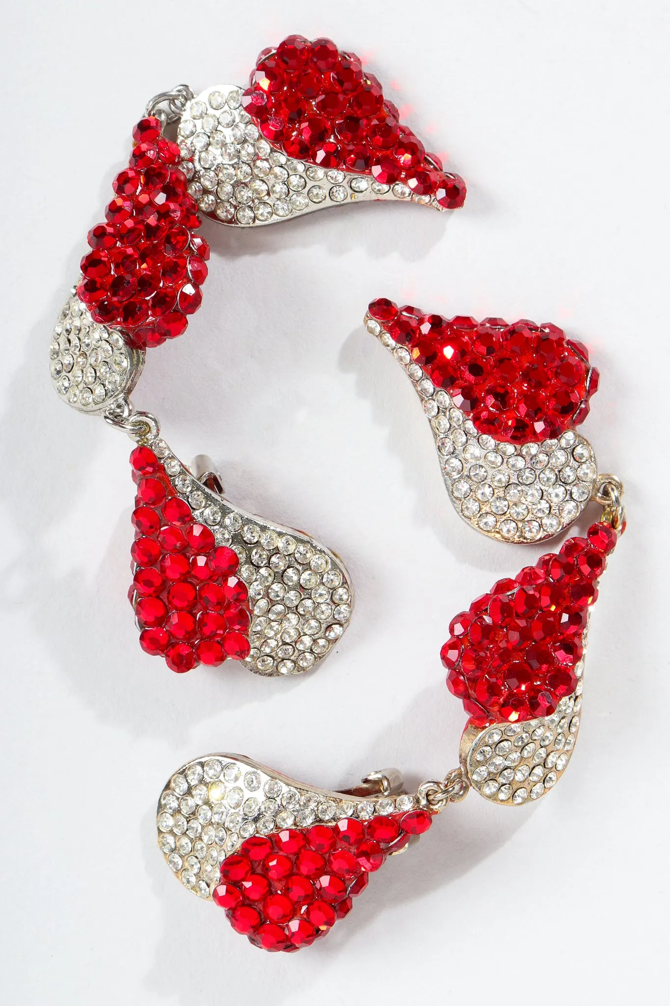 Rhinestone Falling Heart Earrings