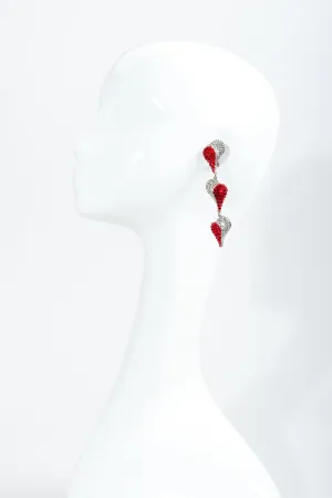 Rhinestone Falling Heart Earrings