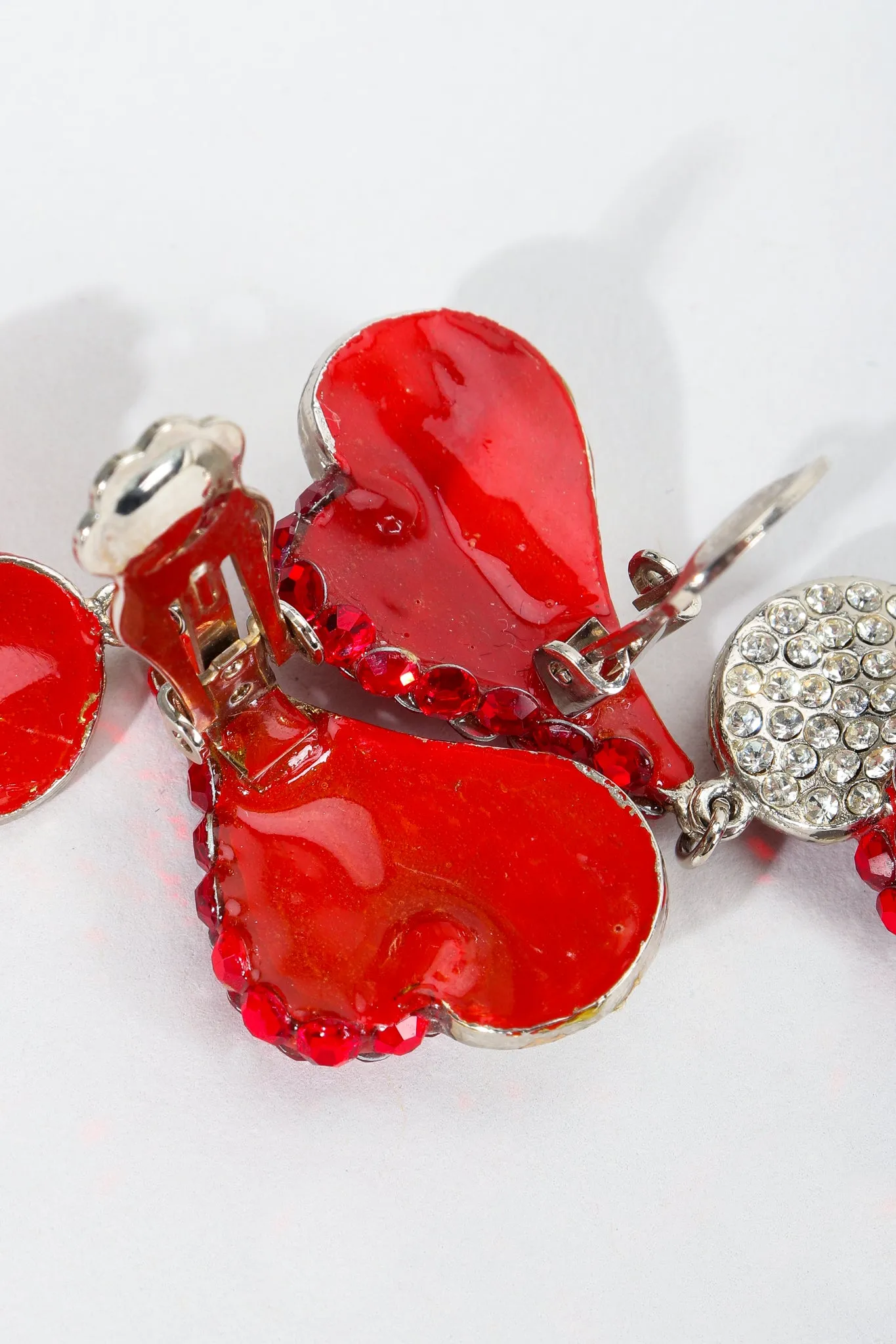 Rhinestone Falling Heart Earrings