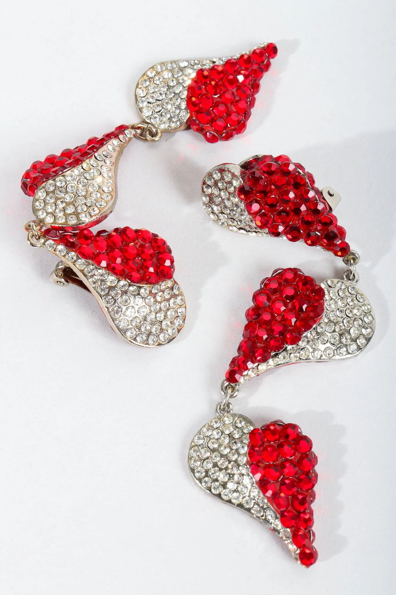 Rhinestone Falling Heart Earrings