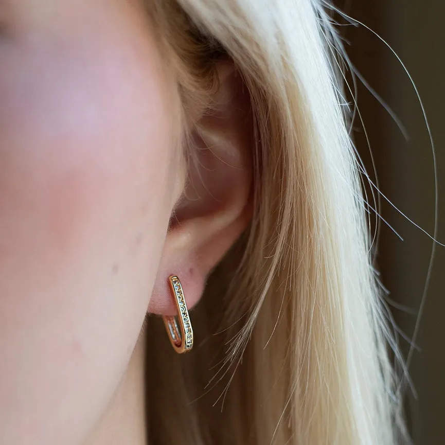 Rhinestone Oval Gilded Gold Earrings