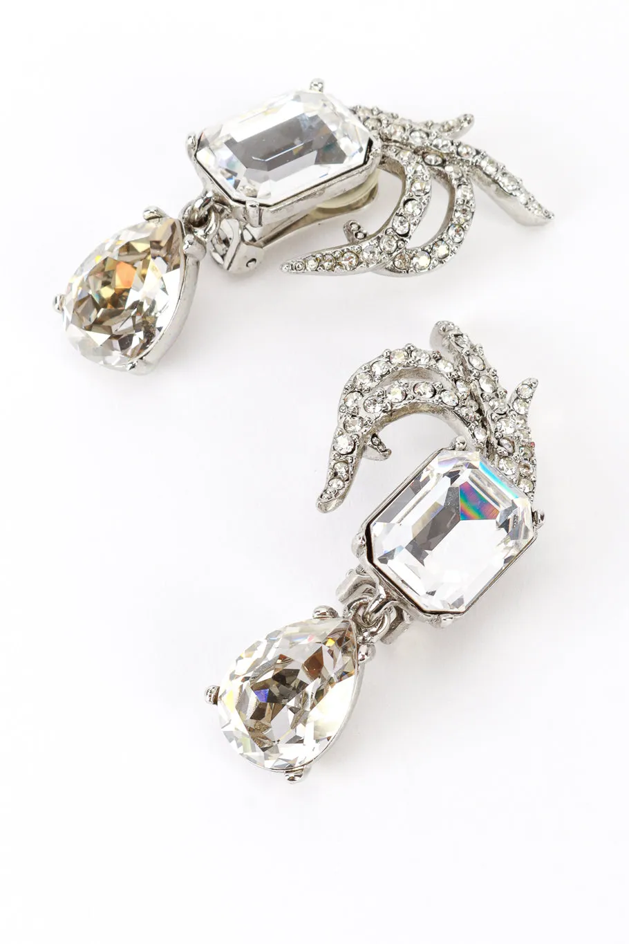 Rhinestone Plume Gem Drop Earrings