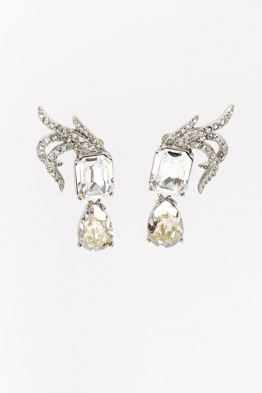 Rhinestone Plume Gem Drop Earrings