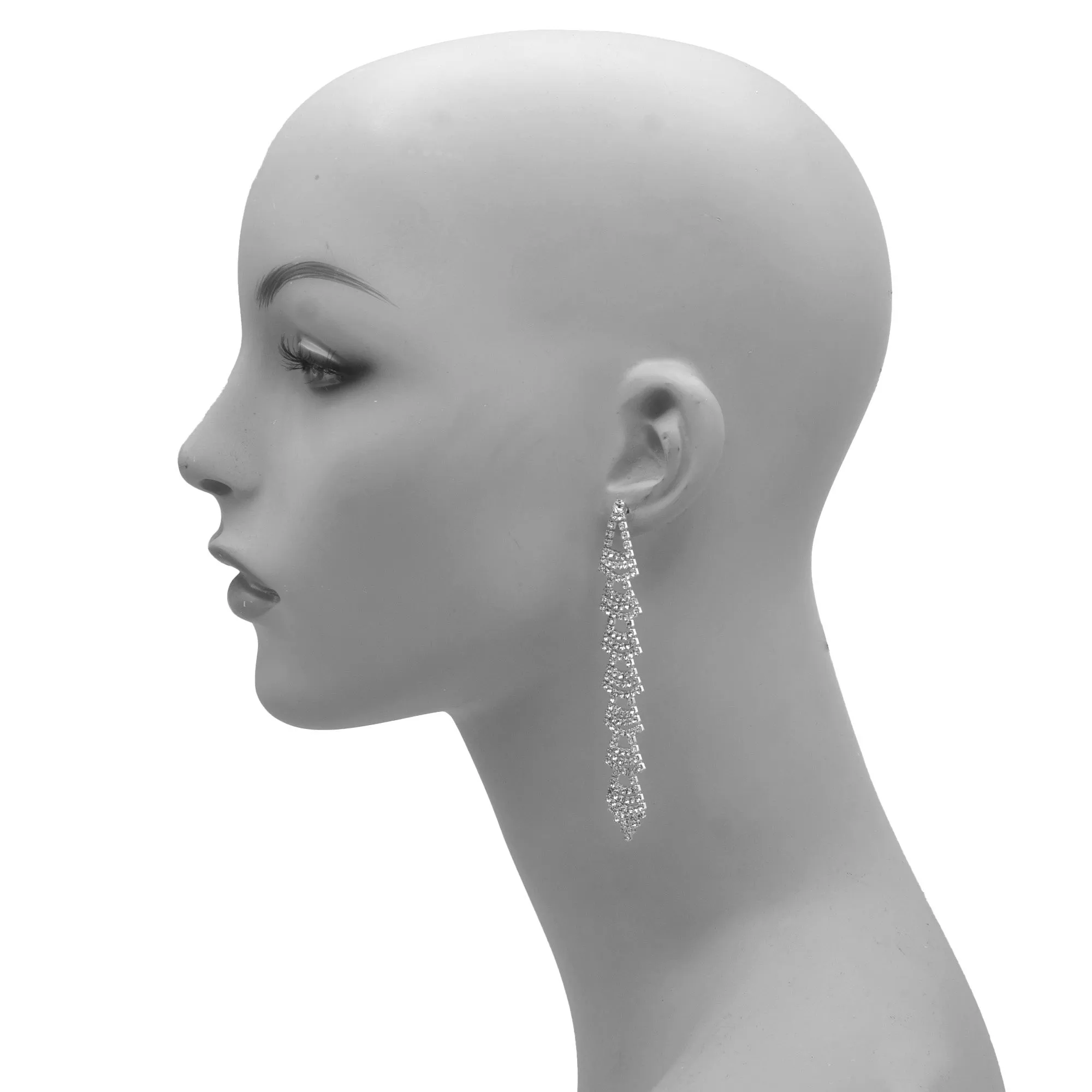 Rhinestones Crystal Silver Chandelier Drop Earrings  #SQ6025S(IC12)