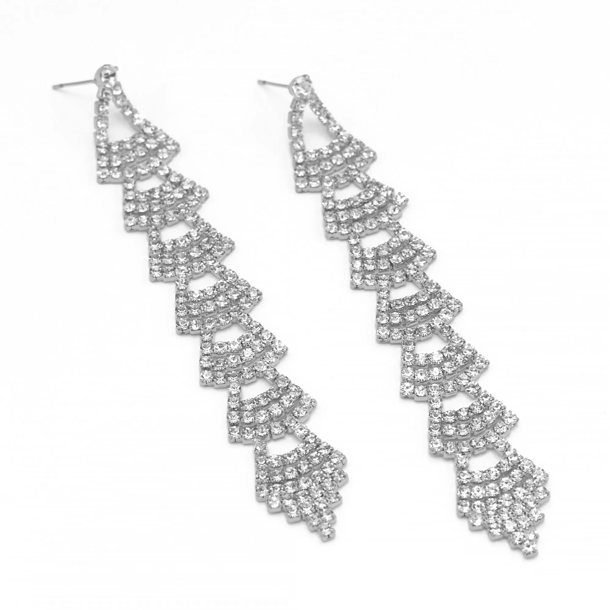 Rhinestones Crystal Silver Chandelier Drop Earrings  #SQ6025S(IC12)