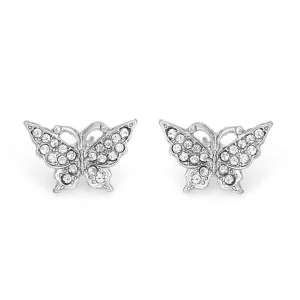 RHODIUM BUTTERFLY CRYSTAL STUD  EARRINGS #HNE87743RDCR (AF4)