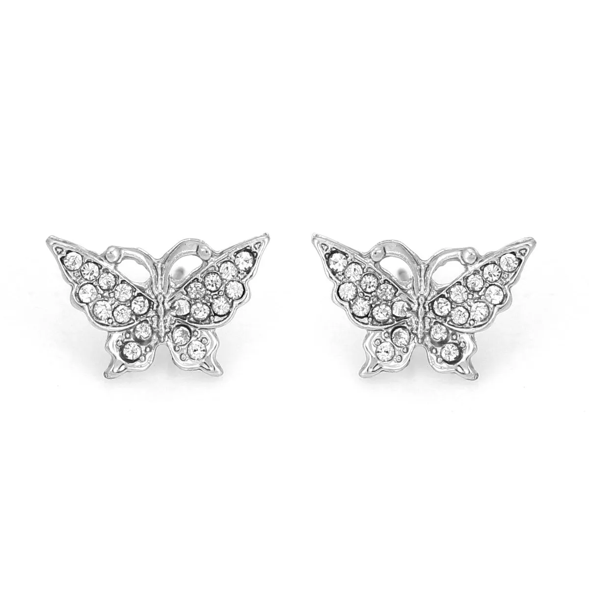RHODIUM BUTTERFLY CRYSTAL STUD  EARRINGS #HNE87743RDCR (AF4)