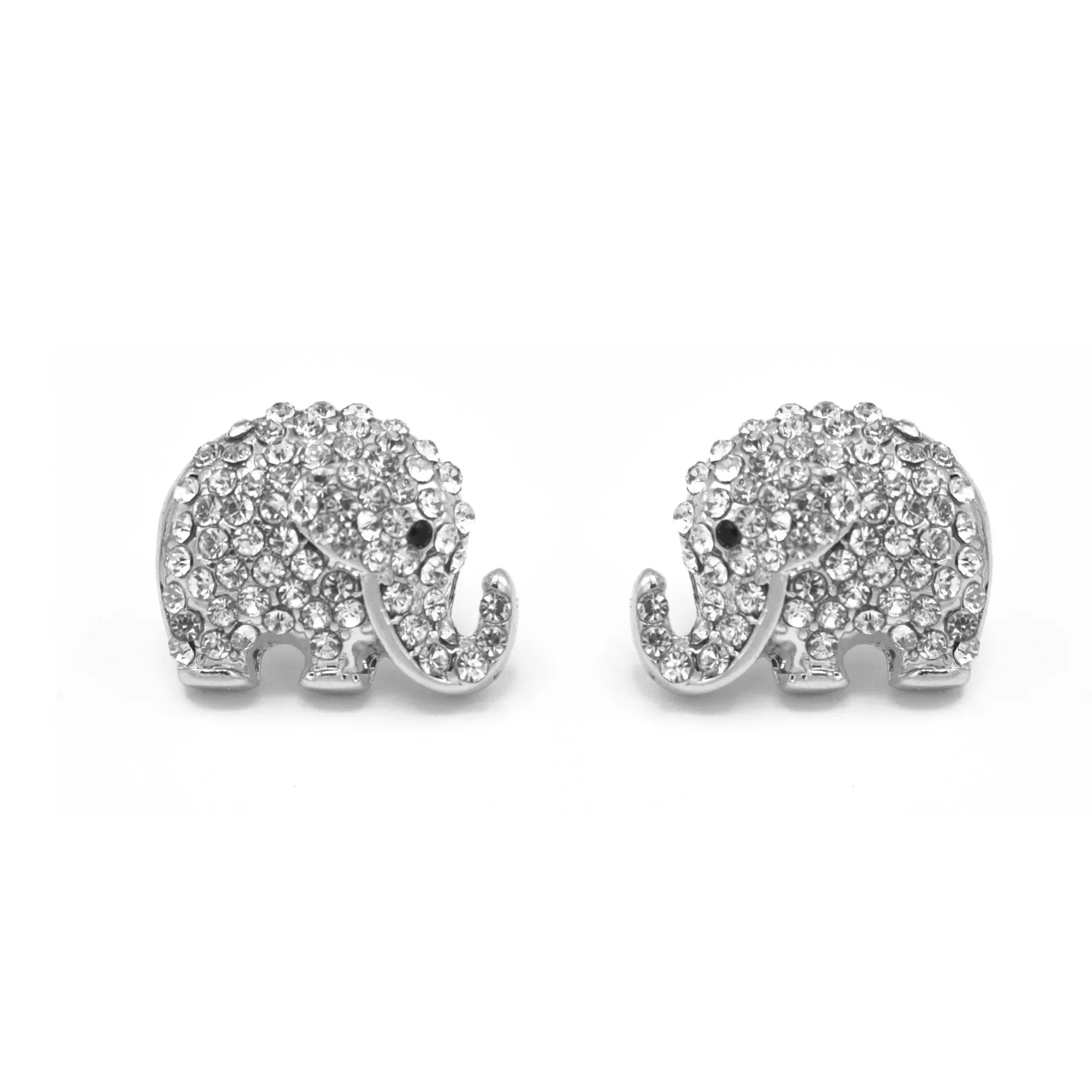 RHODIUM CRYSTAL ELEPHANT STUD EARRING # HNE90682RDCR(OH18)