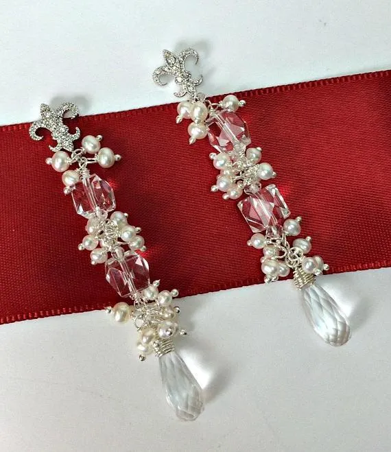 Rock Crystal Wire Wrap Cluster Earrings