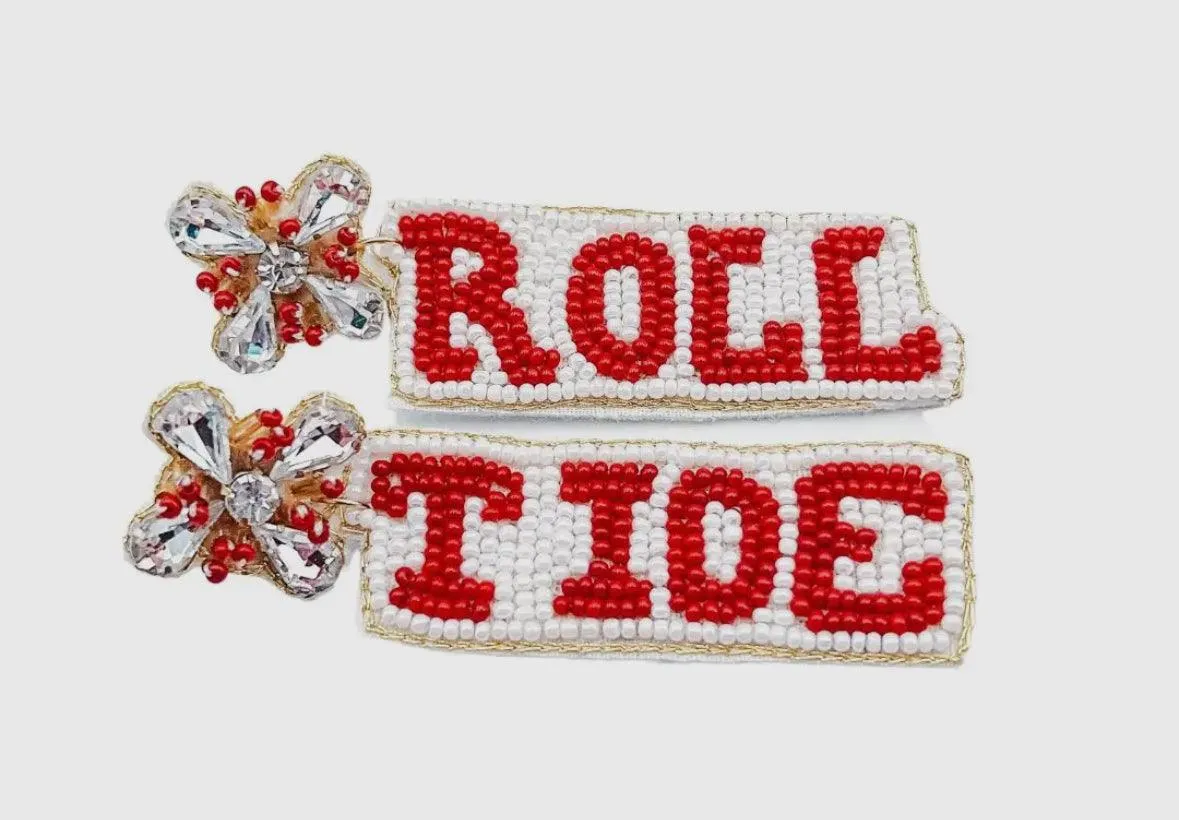 Roll Tide Beaded Game Day Earrings