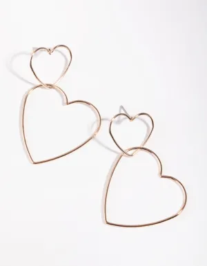Rose Gold Heart Outline Drop Earrings