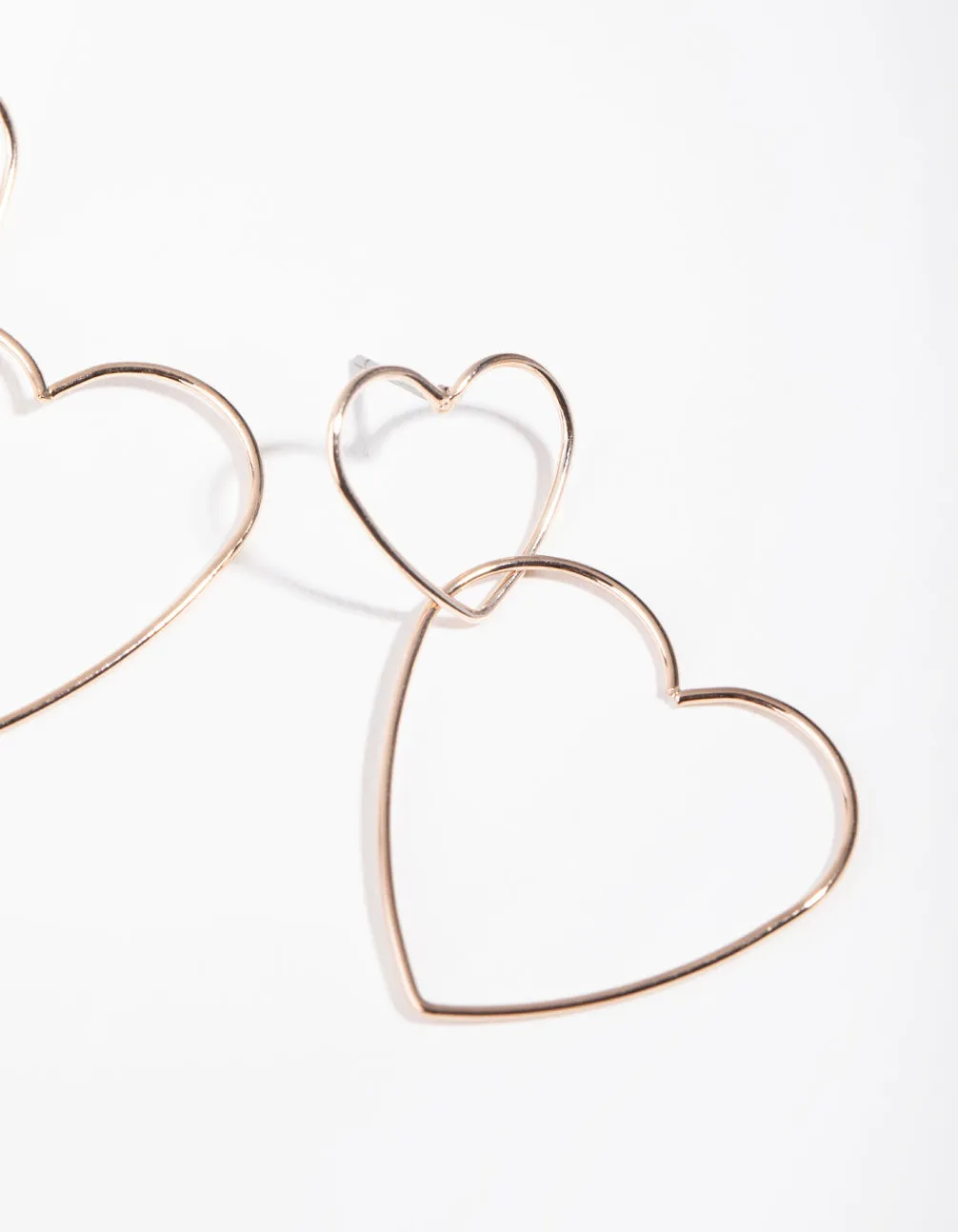 Rose Gold Heart Outline Drop Earrings