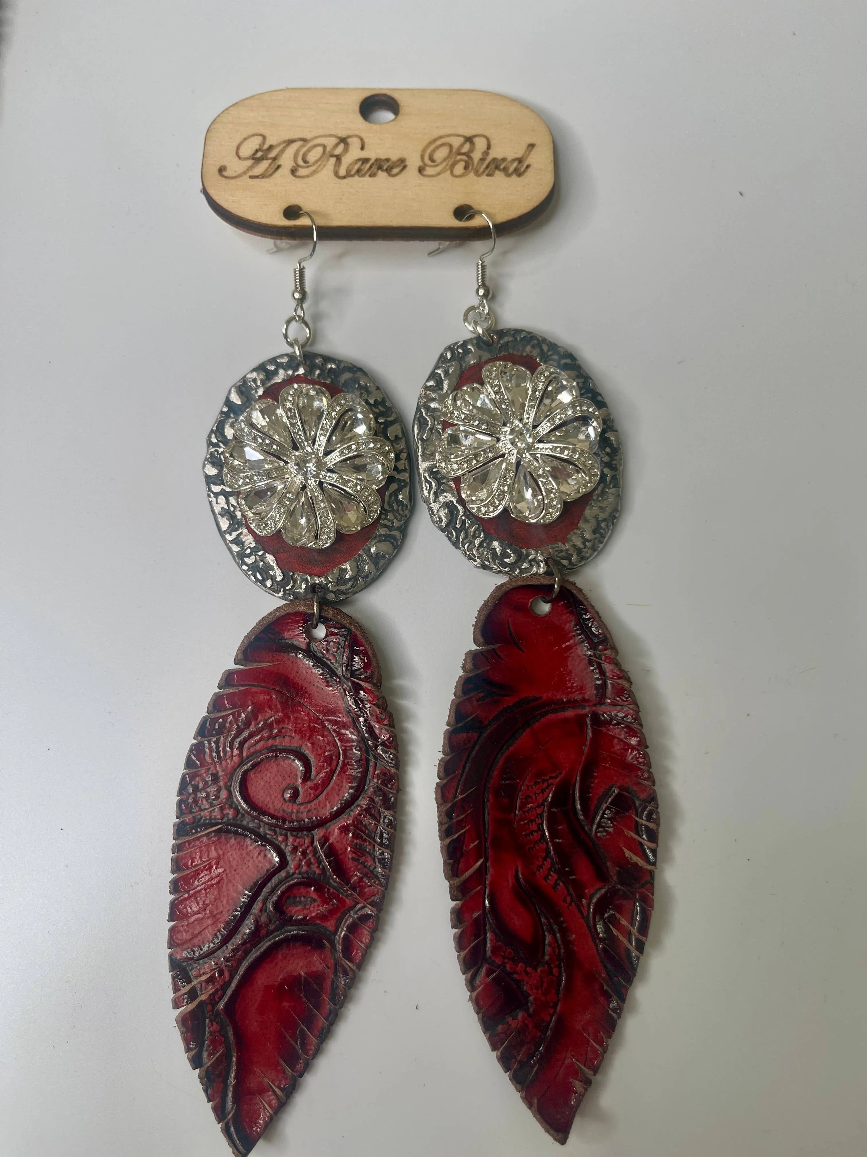 Roses and Feather Rare Bird Earrings