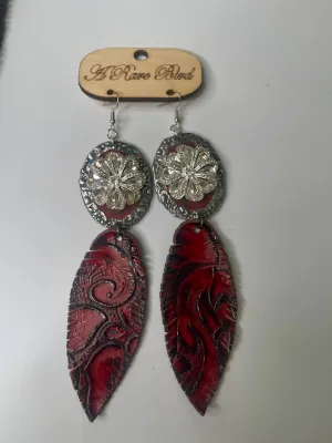 Roses and Feather Rare Bird Earrings