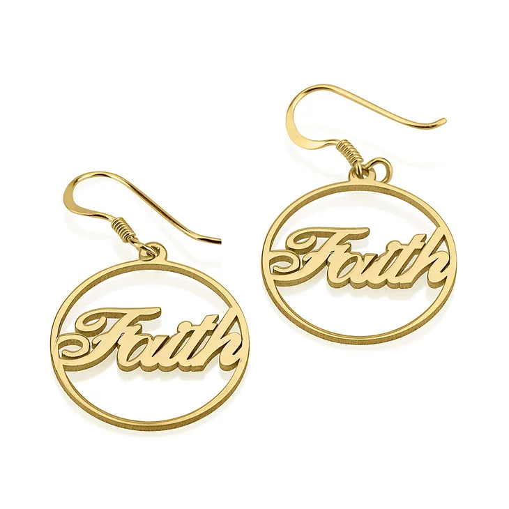 Round Hoop Earrings With Name