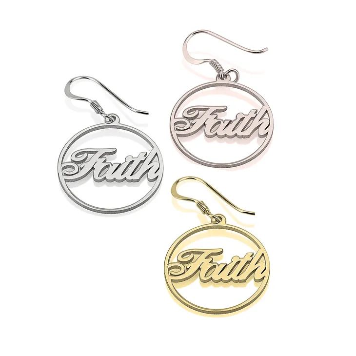 Round Hoop Earrings With Name
