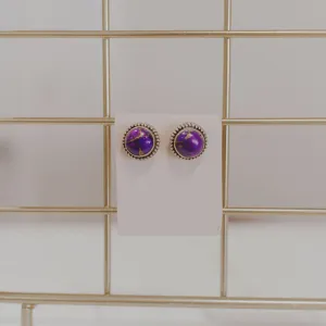 Round Purple Turquoise  Earrings