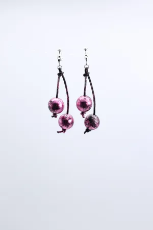 Round Wooden Beads Earrings - Hand gilded