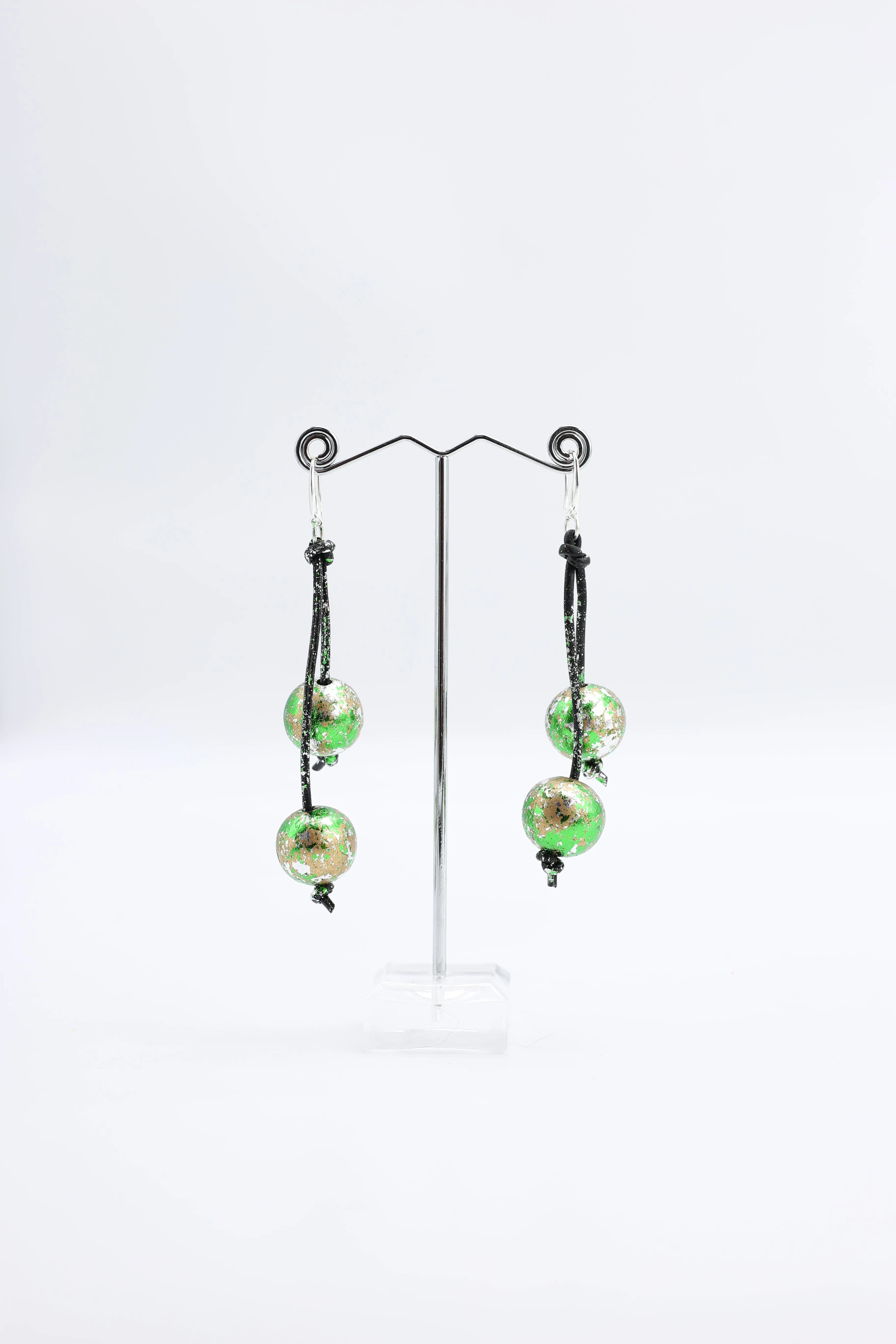 Round Wooden Beads Earrings - Hand gilded