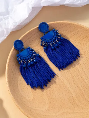 Royal Blue Tassel Earrings
