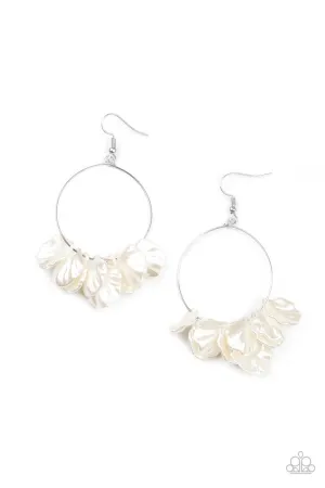Sailboats and Seashells - White - Beaded Hoop Paparazzi Fishhook Earrings