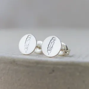 Sale - Sterling Silver Stamped Studs - Feather