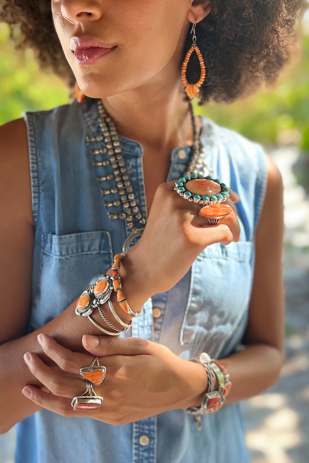 Santo Domingo Orange Spiny Shell Heishi Earrings