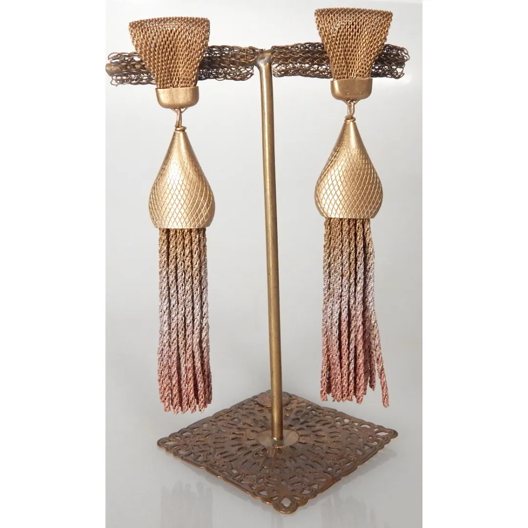 Sarah Cavender Metalworks Jewellery - Grand Tassel Earrings With Onion Dome Cap