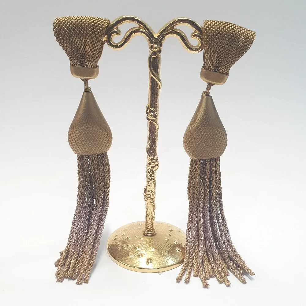 Sarah Cavender Metalworks Jewellery - Grand Tassel Earrings With Onion Dome Cap