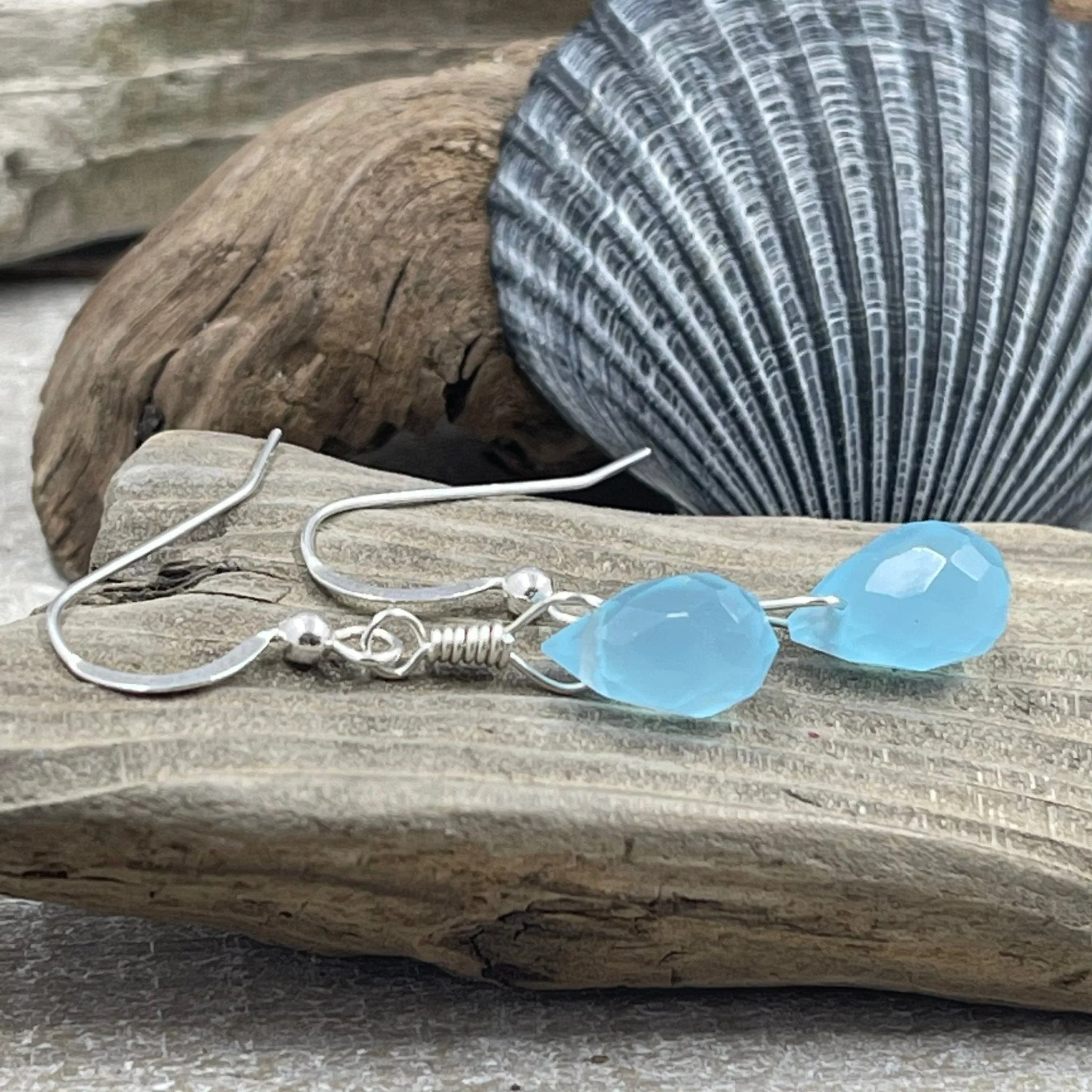 Sea Green/Blue Jade Briolette Earrings